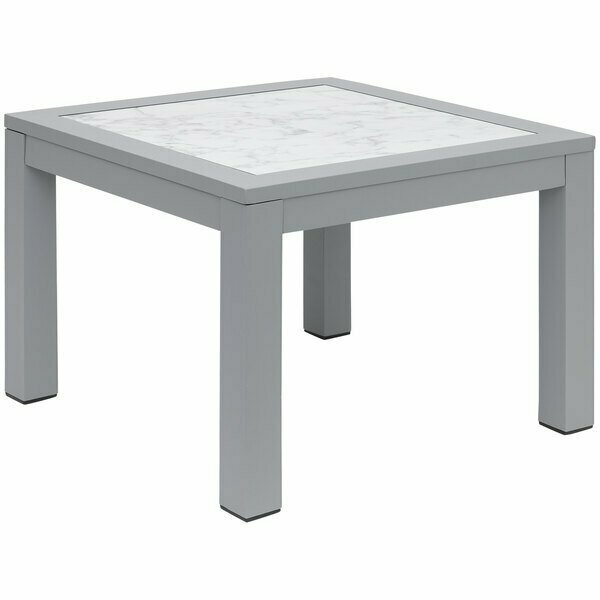 Bfm Seating Belmar Soft Grey Aluminum Carrara Top End Table 163PH6105CRS